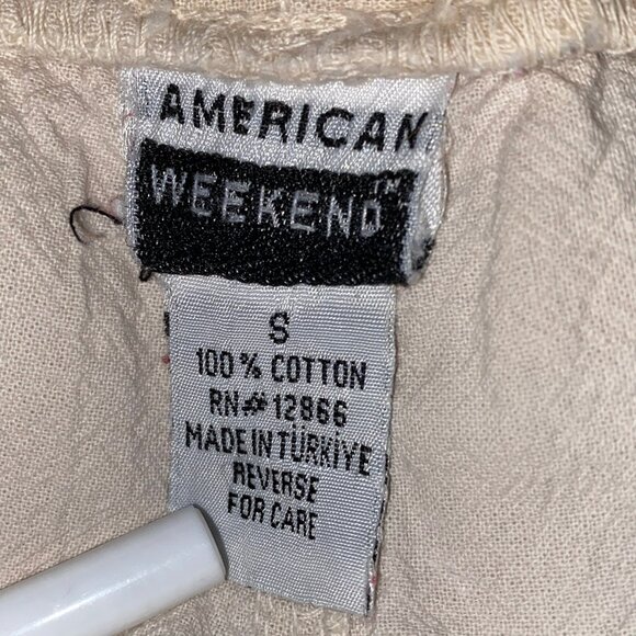 American Weekend Light tan / beige pants with elastic / drawstring waist Small - Picture 3 of 8